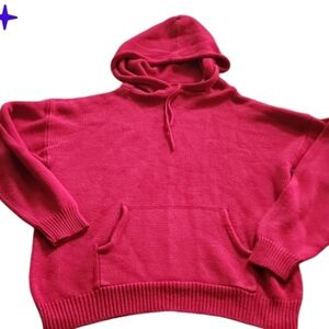 Late 90s fushia pink hooded sweater, small/ med